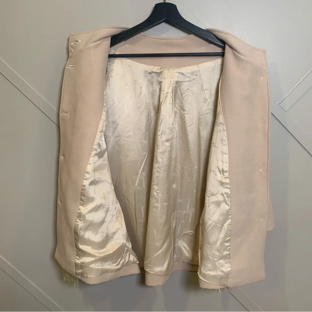 Italian Retro Beige Gold Yellow Fringe Jacket Size Large